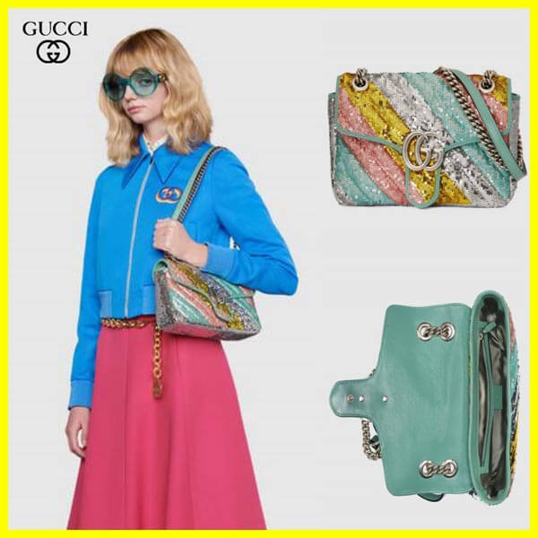 【キラキラ美しすぎる】グッチ☆GG Marmont スパンコールバッグ 偽物 443497 9SYYP 1299